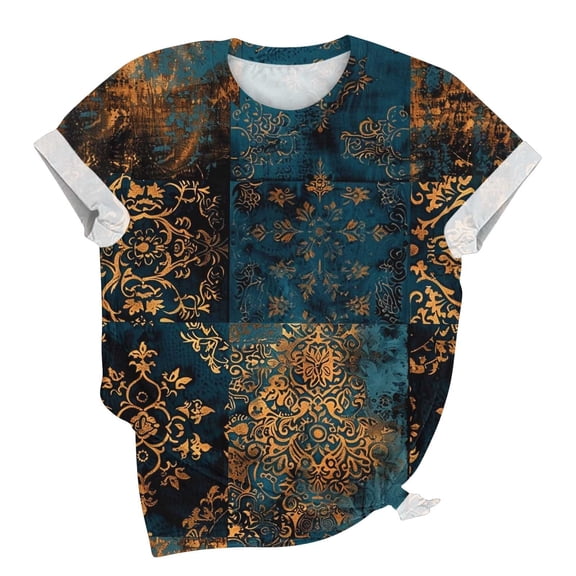 Womens T Shirts Short Sleeve Spring Fashion Summer Top Crew Neck Going Out Tops Floral Dressy Casual Blouses Multicolor Womens Tops