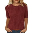 thumbnail image 1 of Womens T Shirts Short Sleeve Sweater for Women Ribbed Crewneck Sweaters Summer Tops Soft Sweater Shirt Trendy Casual Pullover Tunics Tops for Women, 1 of 4