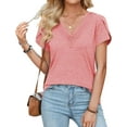thumbnail image 1 of Womens T Shirts Short Sleeve Tops Summer V Neck Shirts Petal Sleeve Tees Casual Blouses, 1 of 5
