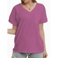 thumbnail image 1 of Women's Short Sleeve V-Neck T-Shirt with Pocket - Casual Summer Tops, Basic Tee, 1 of 4