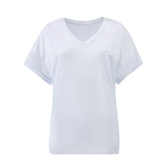 Womens T Shirts Short Sleeve V Neck Casual Summer Tops Tshirts with Pocket