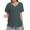 thumbnail image 1 of Womens T Shirts Short Sleeve V Neck Casual Summer Tops Tshirts with Pocket, 1 of 4