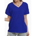 thumbnail image 1 of Women's Short Sleeve V-Neck T-Shirt with Pocket - Casual Summer Tops, Basic Tee, 1 of 4