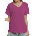 thumbnail image 1 of Women's Short Sleeve V-Neck T-Shirt with Pocket - Casual Summer Tops, Basic Tee, 1 of 4