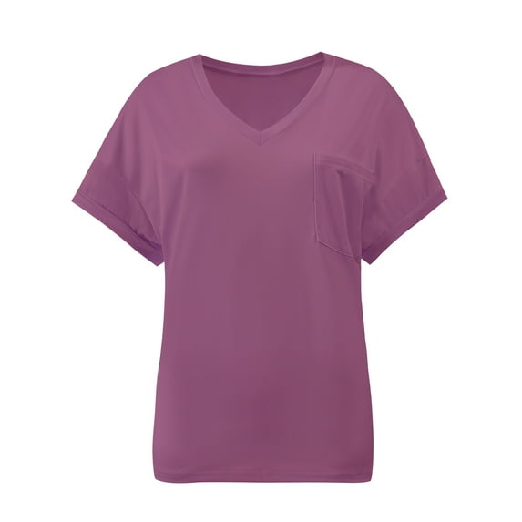 Womens T Shirts Short Sleeve V Neck Casual Summer Tops Tshirts with Pocket