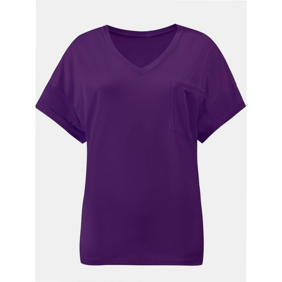 Womens T Shirts Short Sleeve V Neck Casual Summer Tops Tshirts with Pocket