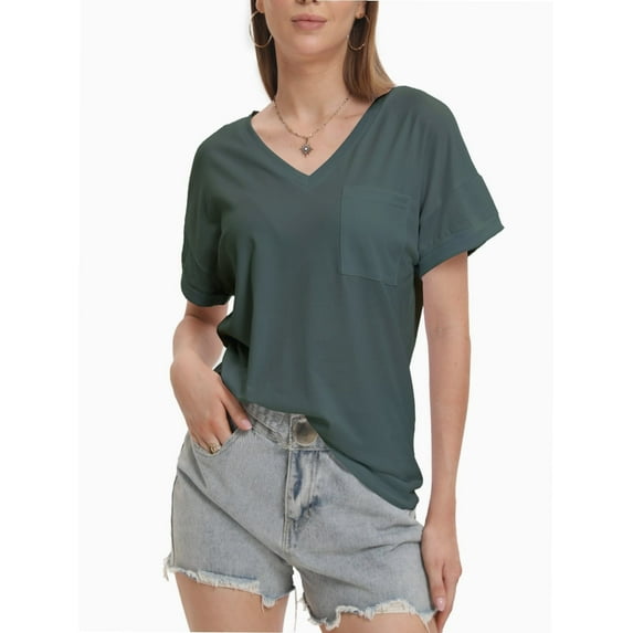 Women's Short Sleeve V-Neck T-Shirt - Casual Summer Tee Top - Soft Lightweight Fit - Cute Basic Tops