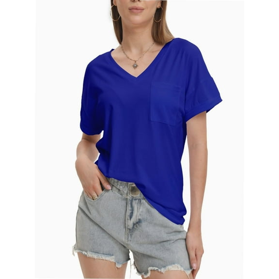 Women's Short Sleeve V-Neck T-Shirt - Casual Summer Tee Top - Soft Lightweight Fit - Cute Basic Tops