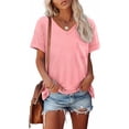 thumbnail image 1 of Womens T Shirts Short Sleeve V Neck Tops Pocket Tee Cute Fit Summer Trendy Soft Casual Tee Tops Comfy Clothes Basic T-Shirt, 1 of 3
