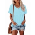thumbnail image 1 of Womens T Shirts Short Sleeve V Neck Tops Pocket Tee Cute Fit Summer Trendy Soft Casual Tee Tops Comfy Clothes Basic T-Shirt, 1 of 3