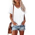 thumbnail image 1 of Womens T Shirts Short Sleeve V Neck Tops Pocket Tee Cute Fit Summer Trendy Soft Casual Tee Tops Comfy Clothes Basic T-Shirt, 1 of 5