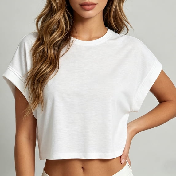 Womens T Shirts Short Sleeves Crew Neck Basic White Summer Top Casual Shirts for Women