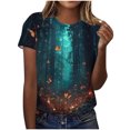 thumbnail image 1 of Womens T-Shirts Summer Clothing Top for Women Fashion Floral Print Shirts Loose Casual Pullover Short Sleeve Blouses Tops, 1 of 4