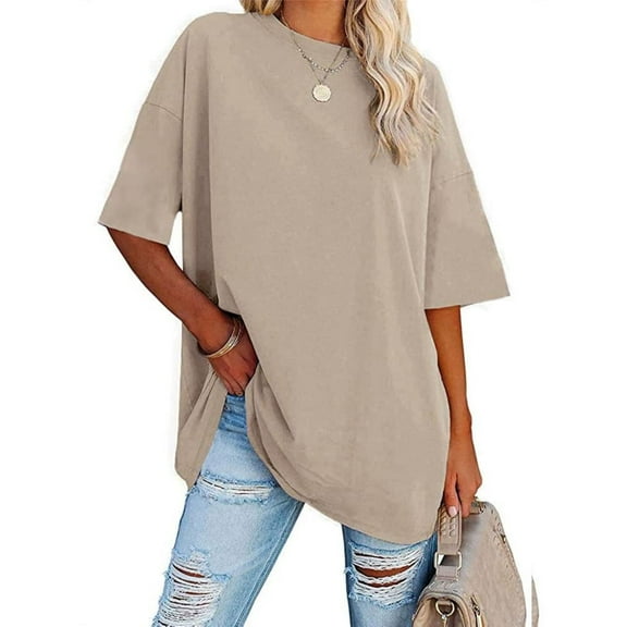 Womens T Shirts Summer Crewneck Short Sleeve Loose Fit Basic Tee Tops Workout Clothes