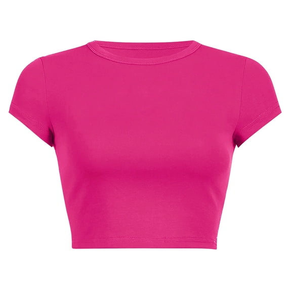 Women's Casual Summer T Shirts Womens T Shirts Summer Solid Color Short T Shirt Crew Neck Crop Top Summer Tops For Women Basic T Shirts for Women