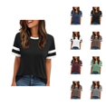thumbnail image 1 of Womens T Shirts Summer Tops 2025 Color Block Short Sleeve Crewneck Loose Stylish Basic Tees Tshirts Shirts for Women, 1 of 6