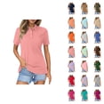 thumbnail image 1 of Womens T Shirts Summer Tops 2025 Plus Size Short Sleeve Lapel Relaxed Fit Lightweight Tees Tshirts Shirts for Women, 1 of 6