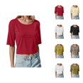 thumbnail image 1 of Womens T Shirts Summer Tops 2025 Short Sleeve Crewneck Ribbed Knit Cropped Slim Fit Tees Tshirts Shirts for Women, 1 of 5