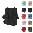 thumbnail image 1 of Womens T Shirts Summer Tops 2025 Solid Color Crewneck Lightweight Soft Linen Retro Tees Tshirts Shirts for Women, 1 of 4
