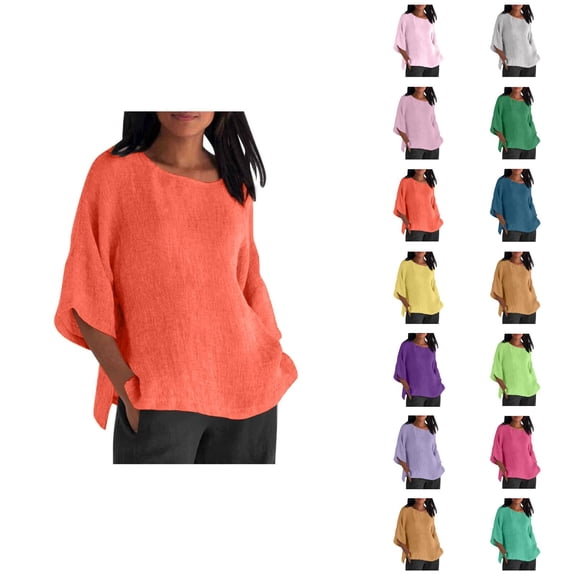 Womens T Shirts Summer Tops 2025 Solid Color Half Sleeve Crewneck Plus Size Loose Fit Tees Tshirts Shirts for Women