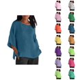 thumbnail image 1 of Womens T Shirts Summer Tops 2025 Solid Color Half Sleeve Crewneck Plus Size Loose Fit Tees Tshirts Shirts for Women, 1 of 6