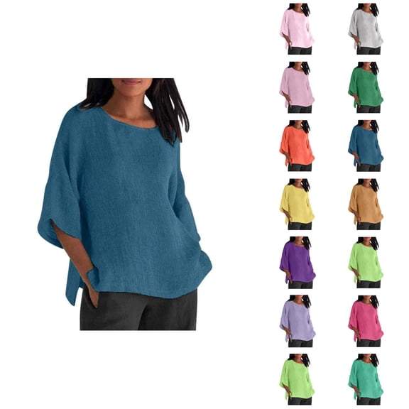 Womens T Shirts Summer Tops 2025 Solid Color Half Sleeve Crewneck Plus Size Loose Fit Tees Tshirts Shirts for Women