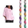 thumbnail image 1 of Womens T Shirts Summer Tops 2025 Solid Color Half Sleeve Crewneck Plus Size Loose Fit Tees Tshirts Shirts for Women, 1 of 6