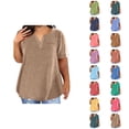 thumbnail image 1 of Womens T Shirts Summer Tops 2025 Solid Color Plus Size V-Neck Short Sleeve Casual Loose Tees Tshirts Shirts for Women, 1 of 8