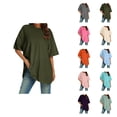 thumbnail image 1 of Womens T Shirts Summer Tops 2025 Solid Color Short Sleeve Crewneck Loose Classic Basic Tees Tshirts Shirts for Women, 1 of 5