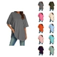 thumbnail image 1 of Womens T Shirts Summer Tops 2025 Solid Color Short Sleeve Crewneck Loose Classic Basic Tees Tshirts Shirts for Women, 1 of 5