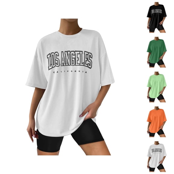 Womens T Shirts Summer Tops 2025 Solid Color Short Sleeve Crewneck Regular Fit Casual Tees Tshirts Shirts for Women