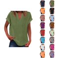 thumbnail image 1 of Womens T Shirts Summer Tops 2025 Solid Color V-Neck Short Sleeve Loose Fit Lightweight Tees Tshirts Shirts for Women, 1 of 6