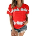 thumbnail image 1 of Womens T Shirts Tie-dye Short Sleeve Basic Crew Tee Summer Casual Blouses Fashion Printed Loose O Neck Tshirts (3X-Large, Red), 1 of 4