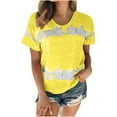 thumbnail image 1 of Womens T Shirts Tie-dye Short Sleeve Basic Crew Tee Summer Casual Blouses Fashion Printed Loose O Neck Tshirts (3X-Large, Yellow), 1 of 4