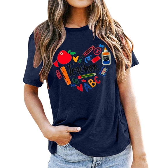 Womens T Shirts Tops Classic Round Neck Comfort Fit Basic Soft Fabric formal Tops for Women,Dark Blue,M