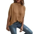thumbnail image 1 of Womens T Shirts Tops Fashion Solid Temperament Loose Short Sleeve Womens Summer Clothes,Coffee,XL, 1 of 5