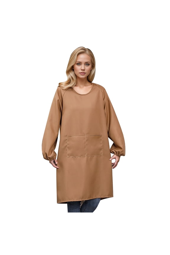 Womens T Shirts Tops Kitchen Apron With Big Pockets Long Sleeves Apron Cooking Baking Cleaning Work Chef Aprons Kitchen Cooking Apron Bbq Grill Fall Clothes for Women Tees Blouses Khaki Size One Size