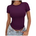 thumbnail image 1 of Womens T Shirts Tops Loose Solid Color Round Neck Short Sleeve Womens Shirts Tank, 1 of 6