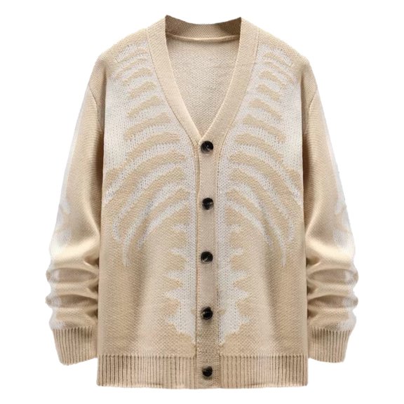 Womens T Shirts Tops Unisex Knitted Cardigan Sweater Skeleton Intarsia Print Plus Size Womens Clothing,B,3XL
