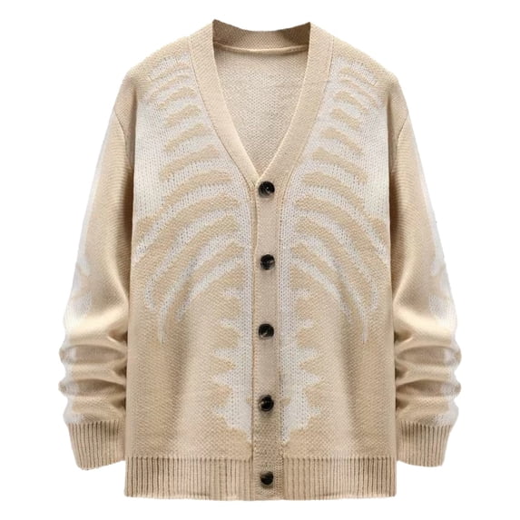 Womens T Shirts Tops Unisex Knitted Cardigan Sweater Skeleton Intarsia Print Plus Size Womens Clothing,B,3XL