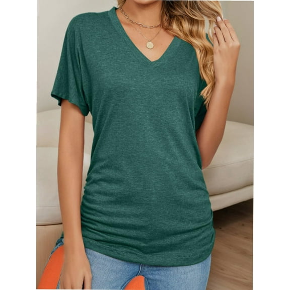 Womens T Shirts V Neck Short Sleeve Casual Loose Tees Tops Trending
