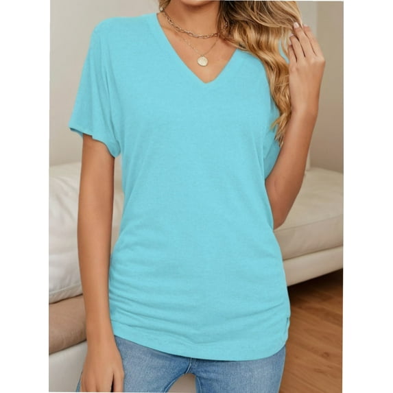 Womens T Shirts V Neck Short Sleeve Casual Loose Tees Tops Trending