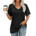 thumbnail image 1 of Womens T Shirts V Neck Short Sleeve Summer Tops Casual Basic Tees 2025 Trendy Juniors Active Shirts Womens Turtle Neck Long Sleeve Tops Athletic Wear Tops for Women Woman S Tee Shirt Spandex Long, 1 of 8