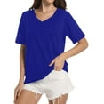 thumbnail image 1 of Womens T Shirts V-Neck Short Sleeve Summer Tops Casual Basic Tees Trendy, 1 of 5