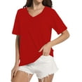 thumbnail image 1 of Womens T Shirts V-Neck Short Sleeve Summer Tops Casual Basic Tees Trendy, 1 of 5