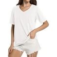 thumbnail image 1 of Womens T Shirts V-Neck Short Sleeve Summer Tops Casual Basic Tees Trendy, 1 of 5