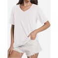 thumbnail image 1 of Womens T Shirts V-Neck Short Sleeve Summer Tops Casual Basic Tees Trendy, 1 of 5
