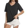 thumbnail image 1 of Womens T Shirts V-Neck Short Sleeve Summer Tops Casual Basic Tees Trendy, 1 of 5