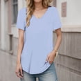 thumbnail image 1 of Womens T Shirts V NeckShort Sleeves Basic Tees Light Blue Summer Top Vacation Outfits, 1 of 4