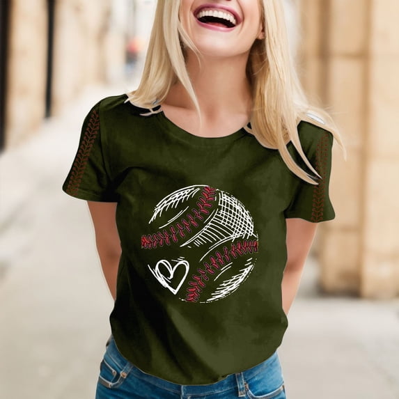 Womens T Shirts Women Daily Casual Printed Short Sleeve O Neck T Shirt Tops for Women